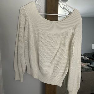 White Off the Shoulder Sweater
